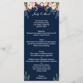 Modern Elegance Rosa Blommigt Botanical Bröllop Meny