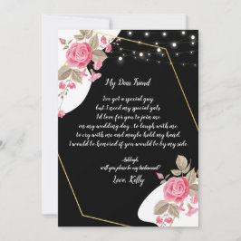 Modern Elegance Rosa Blommigt kommer att bli min b Inbjudningar