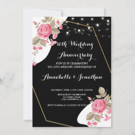 Modern Elegance Rosa Blommigt på Bröllop-årsdagen Inbjudningar