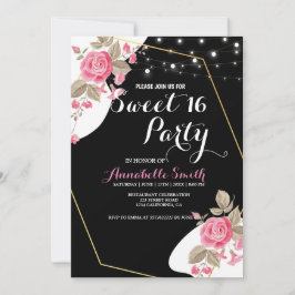 Modern Elegance Rosa Blommigt string Light söt 16 Inbjudningar