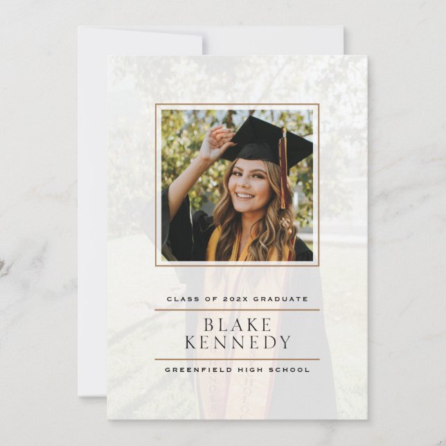 Modern Elegance Vellum Framed Grad Announcement Inbjudningar (Framsida)