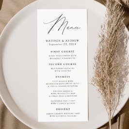 Modern Elegance White och Black Bröllop Meny