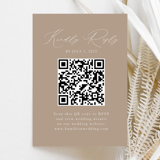 Modern Elegans Beige QR-kod RSVP Tilläggskort (Skapare uppladdad)