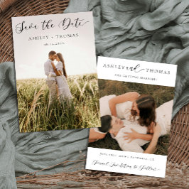 Modern Elegans Foto Bröllop Spara Datumet