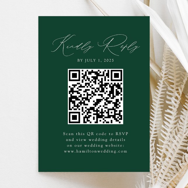Modern Elegans Grön QR-kod RSVP Tilläggskort (Skapare uppladdad)
