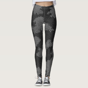 Modern Elegans Kamouflage Svart och Grå Leggings