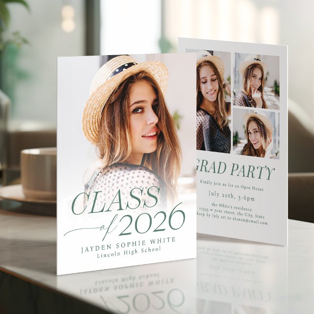 Modern Elegans Klass 2026 Foto Examen Inbjudningar (Modern Elegance Class of 2026 Photo Graduation Invitation)