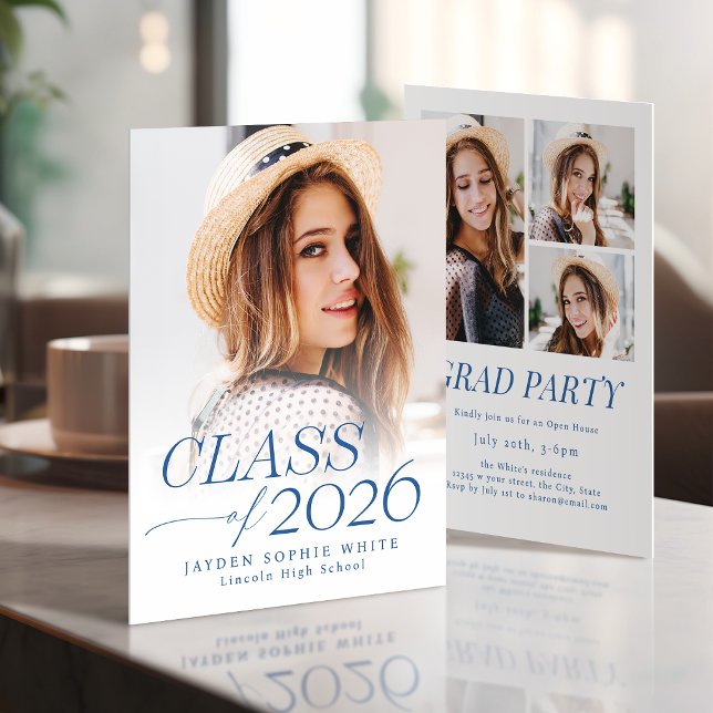 Modern Elegans Klass 2026 Foto Examen Inbjudningar (Modern Elegance Class of 2026 Photo Graduation Invitation)