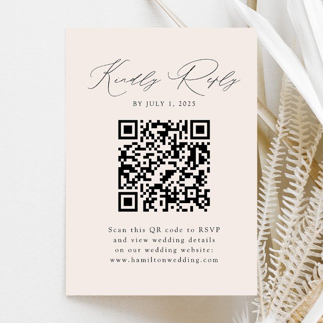 Modern Elegans Kräm QR-kod RSVP Tilläggskort (Skapare uppladdad)