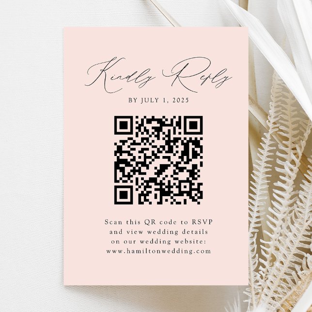 Modern Elegans Rosa QR-kod RSVP Tilläggskort (Skapare uppladdad)