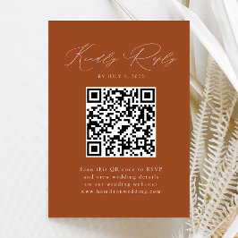 Modern Elegans Terrakotta QR-kod RSVP Tilläggskort