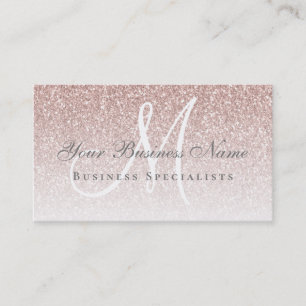 Modern elegansMonogram för rosa guld- glitter Visitkort