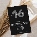 Modern Elegant 16:e födelsedagen Inbjudningar<br><div class="desc">Modern elegant 21:a födelsedagsinbjudan. Mall för minimalistisk 21-årsinbjudan med kalligrafi av elegantens handskrivna skriptteckensnitt.</div>