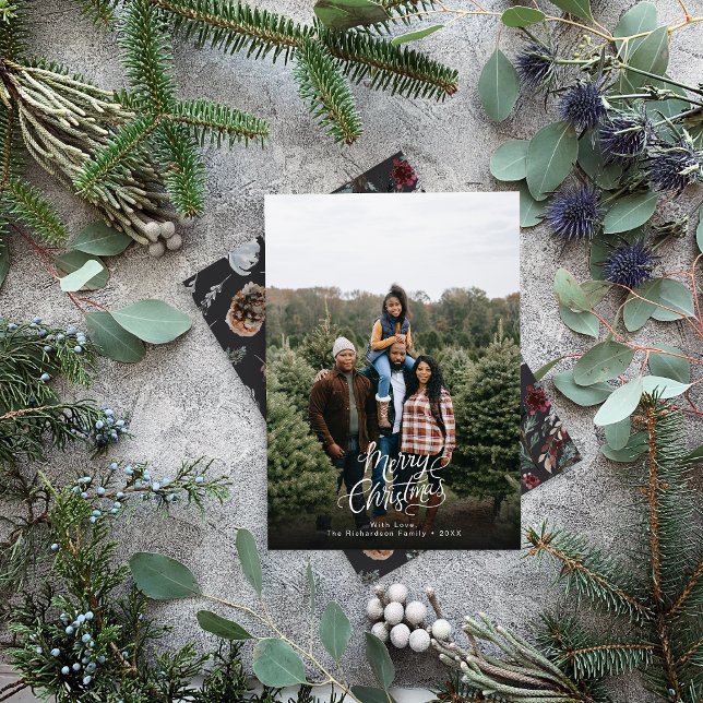 Modern Elegant 1-fotojulskript Julkort (Skapare uppladdad)