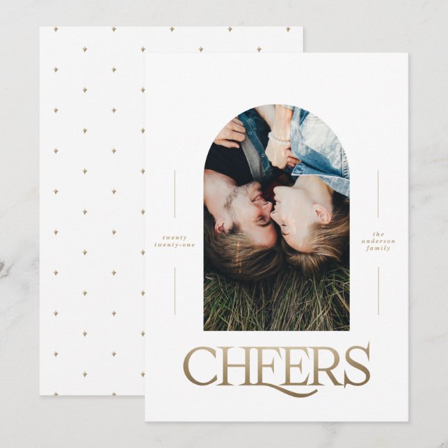 Modern elegant 1 fototypografi guld jul (Fram/baksida)