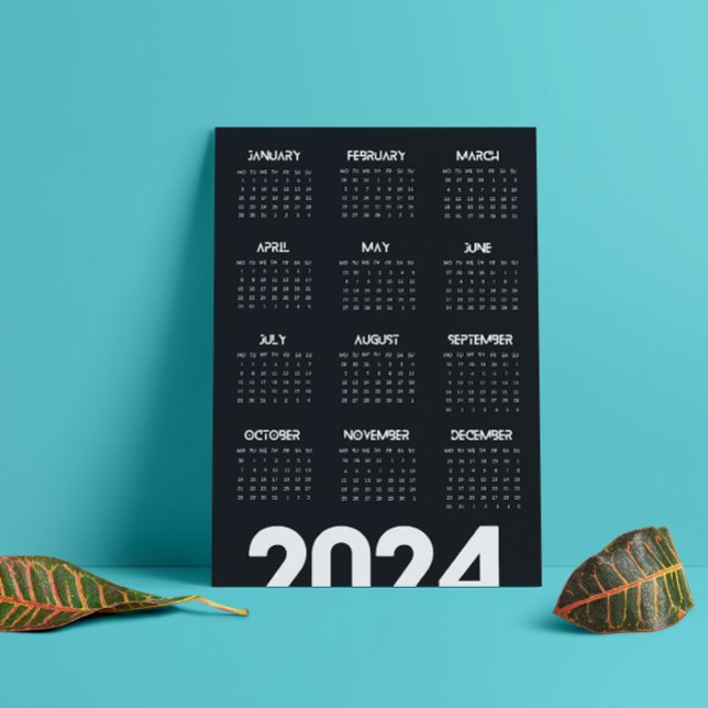 Modern Elegant 2024-kalender, svart och vit Program (Modern Elegant 2024 Calendar Black And White Program)