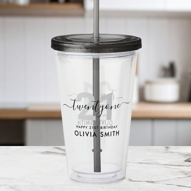 Modern Elegant 21:a födelsedag Take Away Mugg (Skapare uppladdad)