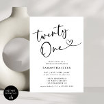 Modern Elegant 21:a födelsedagen Party Inbjudningar<br><div class="desc">Fira i stil med vår moderna Elegant 21:a födelsedagsinbjudan! Den här inbjudan har en elegant design med fet typografi och sofistikerade accenter och fångar perfekt entusiasmen för att nå en så viktig milstolpe. Oavsett om du planerar en chic soirée eller ett firande som fyllts i roligt, anger den här inbjudan...</div>