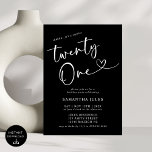 Modern Elegant 21:a födelsedagen Party Inbjudningar<br><div class="desc">Fira i stil med vår moderna Elegant 21:a födelsedagsinbjudan! Den här inbjudan har en elegant design med fet typografi och sofistikerade accenter och fångar perfekt entusiasmen för att nå en så viktig milstolpe. Oavsett om du planerar en chic soirée eller ett firande som fyllts i roligt, anger den här inbjudan...</div>