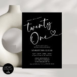 Modern Elegant 21:a födelsedagen Party Inbjudningar<br><div class="desc">Fira i stil med vår moderna Elegant 21:a födelsedagsinbjudan! Den här inbjudan har en elegant design med fet typografi och sofistikerade accenter och fångar perfekt entusiasmen för att nå en så viktig milstolpe. Oavsett om du planerar en chic soirée eller ett firande som fyllts i roligt, anger den här inbjudan...</div>
