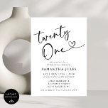 Modern Elegant 21:a födelsedagen Party Inbjudningar<br><div class="desc">Fira i stil med vår moderna Elegant 21:a födelsedagsinbjudan! Den här inbjudan har en elegant design med fet typografi och sofistikerade accenter och fångar perfekt entusiasmen för att nå en så viktig milstolpe. Oavsett om du planerar en chic soirée eller ett firande som fyllts i roligt, anger den här inbjudan...</div>