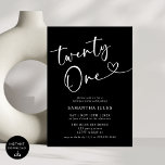 Modern Elegant 21:a födelsedagen Party Inbjudningar<br><div class="desc">Fira i stil med vår moderna Elegant 21:a födelsedagsinbjudan! Den här inbjudan har en elegant design med fet typografi och sofistikerade accenter och fångar perfekt entusiasmen för att nå en så viktig milstolpe. Oavsett om du planerar en chic soirée eller ett firande som fyllts i roligt, anger den här inbjudan...</div>