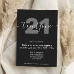 Modern Elegant 21:a födelsedagsinbjudan Inbjudningar<br><div class="desc">Modern elegant 21:a födelsedagsinbjudan. Mall för minimalistisk 21-årsinbjudan med kalligrafi av elegantens handskrivna skriptteckensnitt.</div>