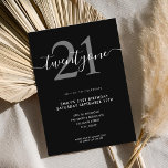 Modern Elegant 21:a födelsedagsinbjudan Inbjudningar<br><div class="desc">Modern elegant 21:a födelsedagsinbjudan. Mall för minimalistisk 21-årsinbjudan med kalligrafi av elegantens handskrivna skriptteckensnitt.</div>