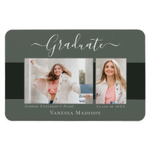 Modern | Elegant 2 Foto Grad Announcement Magnet