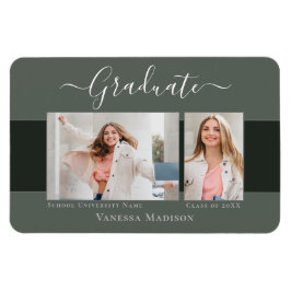 Modern | Elegant 2 Foto Grad Announcement Magnet
