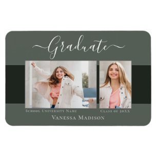 Modern Elegant 2 Foto Grad Announcement Magnet
