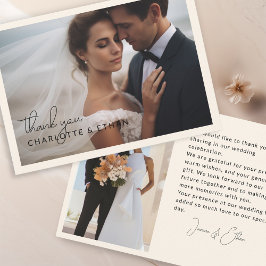 Modern Elegant 2 Foton Bröllop Tack Beige Kort