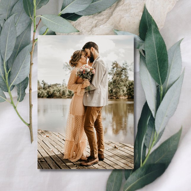 Modern Elegant 2 Photo Bröllop Tack Kort (Modern Elegant Two Photo Wedding Thank You)