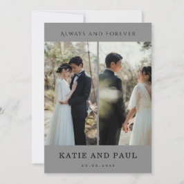 Modern Elegant 2 Photo Modern Grey Chic Wedding Inbjudningar