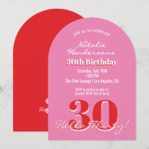 Modern Elegant 30-årsfirande Rosa Röd Minimalistis