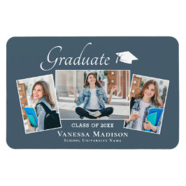 Modern | Elegant 3 Fotomeddelande Magnet