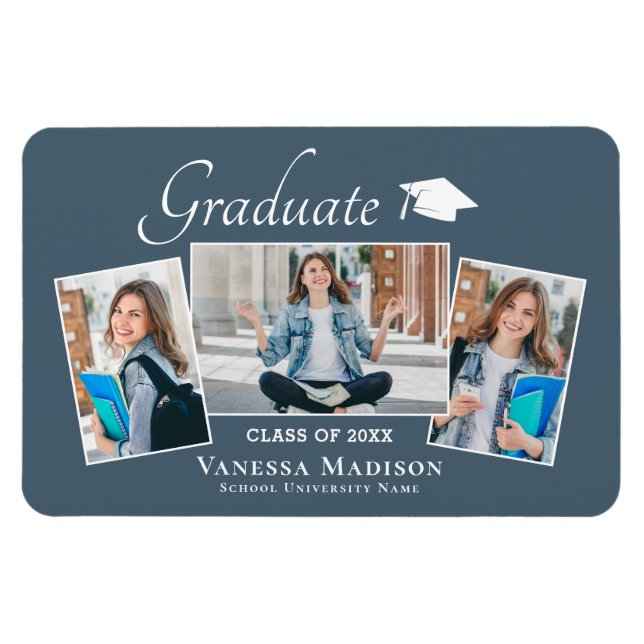 Modern | Elegant 3 Fotomeddelande Magnet (Horisontell)