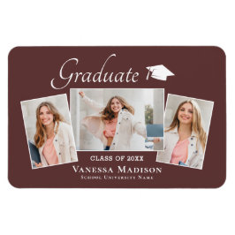 Modern | Elegant 3 Fotomeddelande Magnet