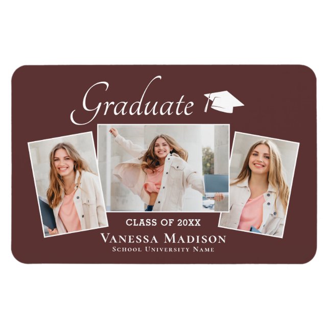 Modern | Elegant 3 Fotomeddelande Magnet (Horisontell)