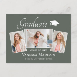 Modern | Elegant 3 Meddelande om fotot Studenten Vykort