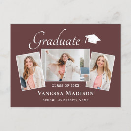 Modern | Elegant 3 Meddelande om fotot Studenten Vykort