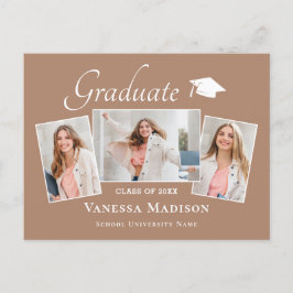 Modern | Elegant 3 Meddelande om fotot Studenten Vykort