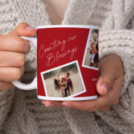 Modern Elegant 4 Photo Collage Family Gift Kaffemugg
