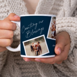 Modern Elegant 4 Photo Collage Family Gift Kaffemugg