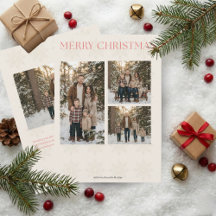 Modern Elegant 4 Photo Merry Christmas