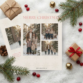 Modern Elegant 4 Photo Merry Christmas Julkort