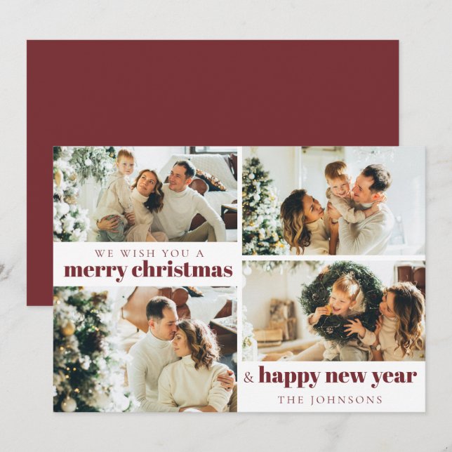 Modern Elegant 4 Rött kort för fotomjul (Fram/baksida)