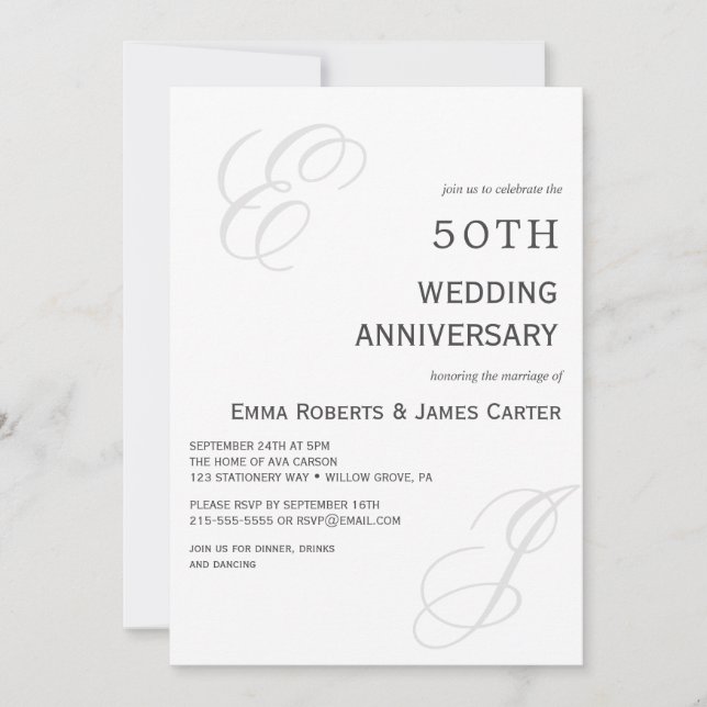 Modern Elegant 50-årsjubileumsinbjudan Inbjudningar (Framsida)