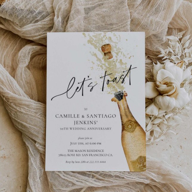 Modern Elegant 50:e Bröllop-årsinbjudan Inbjudningar (Elegant Wedding Anniversary Invitation )