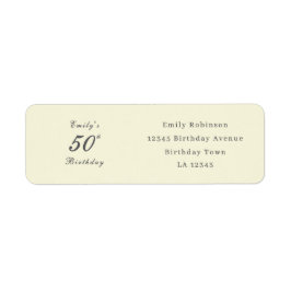 Modern Elegant 50th Birthday Address Returadress Etikett